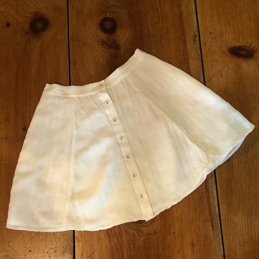White flared mini skirt